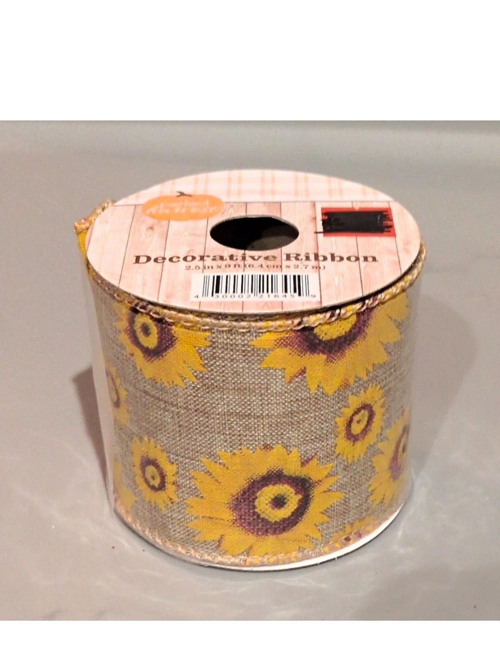 Decorative Sunflower Ribbon – Yellow Floral Burlap Accent - 2 Rolls